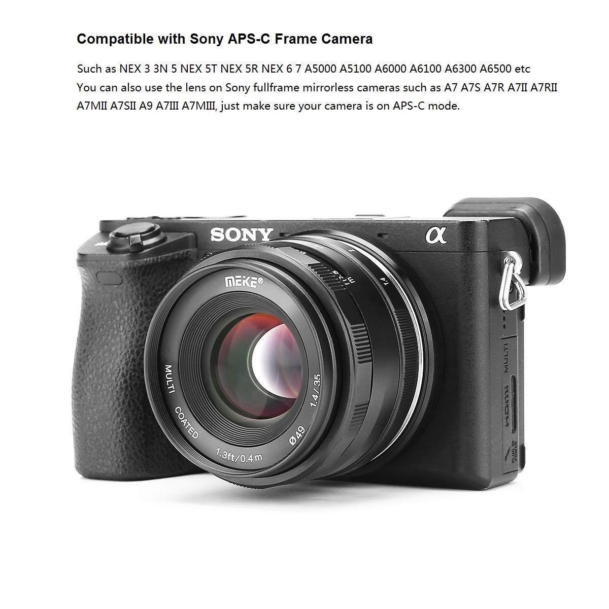 Meike MEIKE 35mm F/1.4 Manual Focus Large Aperture Lens Compatible with Sony APS-C Mirrorless Camera Such as A6000 A6300 A6500