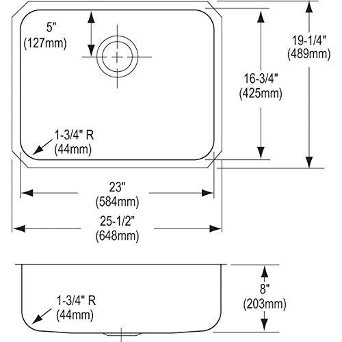 Elkay Elkay Lustertone Classic Stainless Steel 25-1/2" x 19-1/4" x 8", Single Bowl Undermount Sink