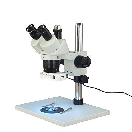 OMAX Trinocular 20X-40X Stereo Microscope on Wide Table Stand with 56-LED Ring Light