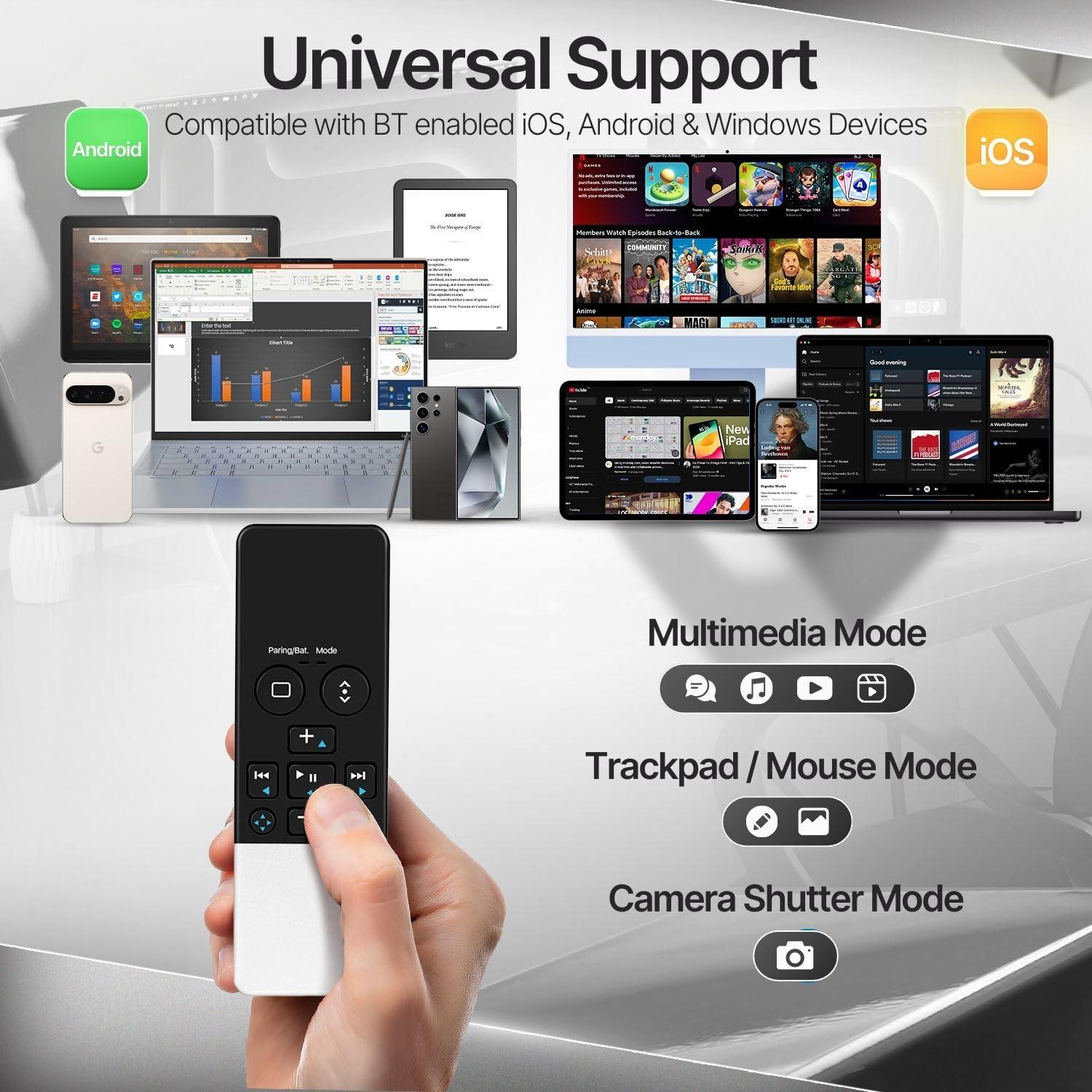 TNP Products TNP Bluetooth Remote Control for iPad iPhone - Trackpad Media Presenter for iOS Mac Android Tablet PC - Wireless Camera Shutter, Media Button, Presentation Clicker, iPad Air Pro, MacBook Pro Mini M1