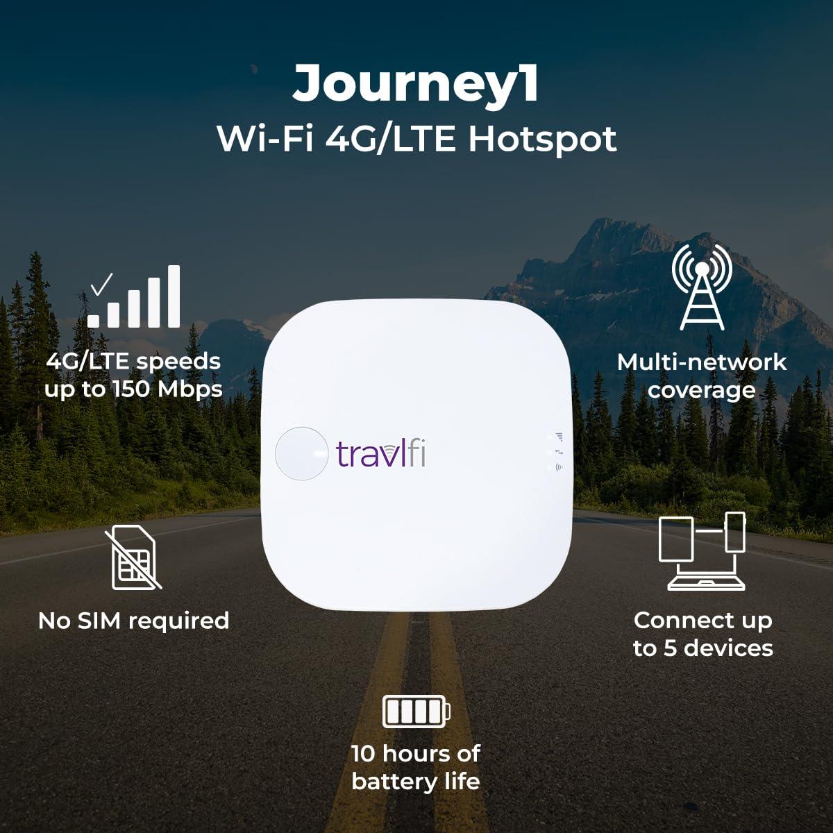 TravlFi TravlFi Journey1 LTE RV WiFi Hotspot | RV Internet with Multiple Networks, Pay As You Go and No Contracts | Portable Internet for Travel, Motorhomes and Campers