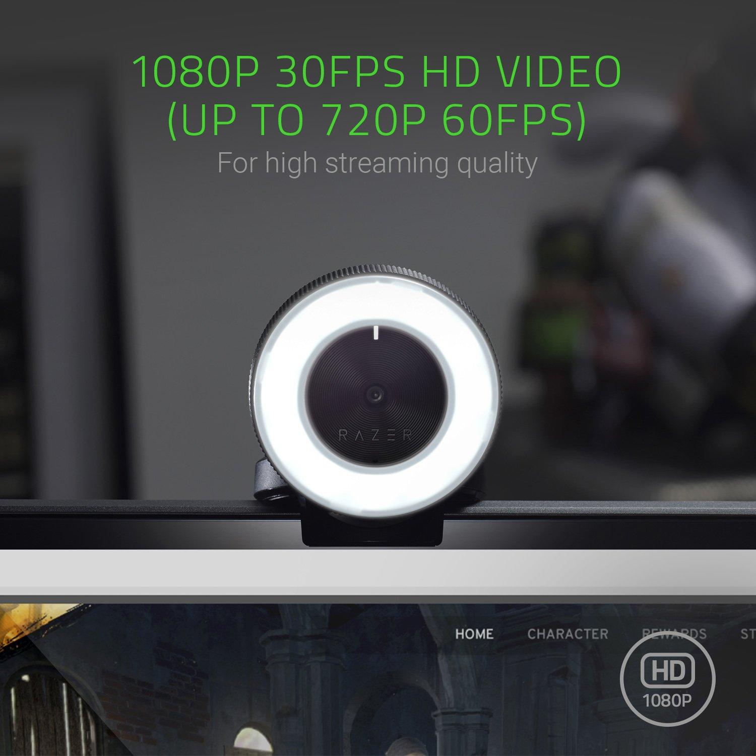 Razer Razer Kiyo Streaming Webcam: 1080p 30 FPS / 720p 60 FPS - Ring Light w/Adjustable Brightness - Built-in Microphone - Advanced Autofocus