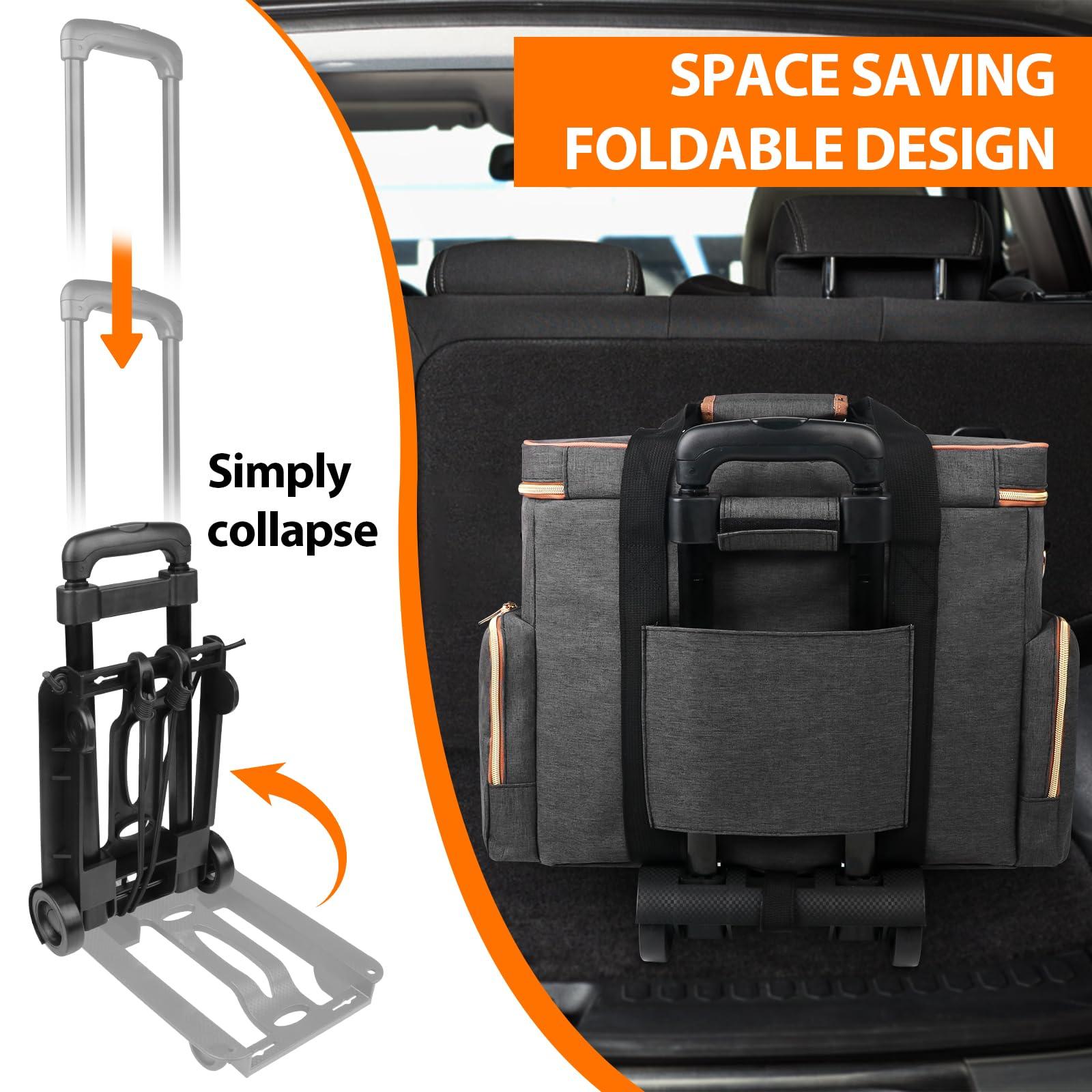 Sambois Sambois Rolling Teacher Tote Bag with Detachable Trolley, Wheeled Teacher Bag with Padded Laptop Compartment for up to 15.6 Inch, Multifunctional Rolling Briefcase for Teaching& Office (Elegant Gray)