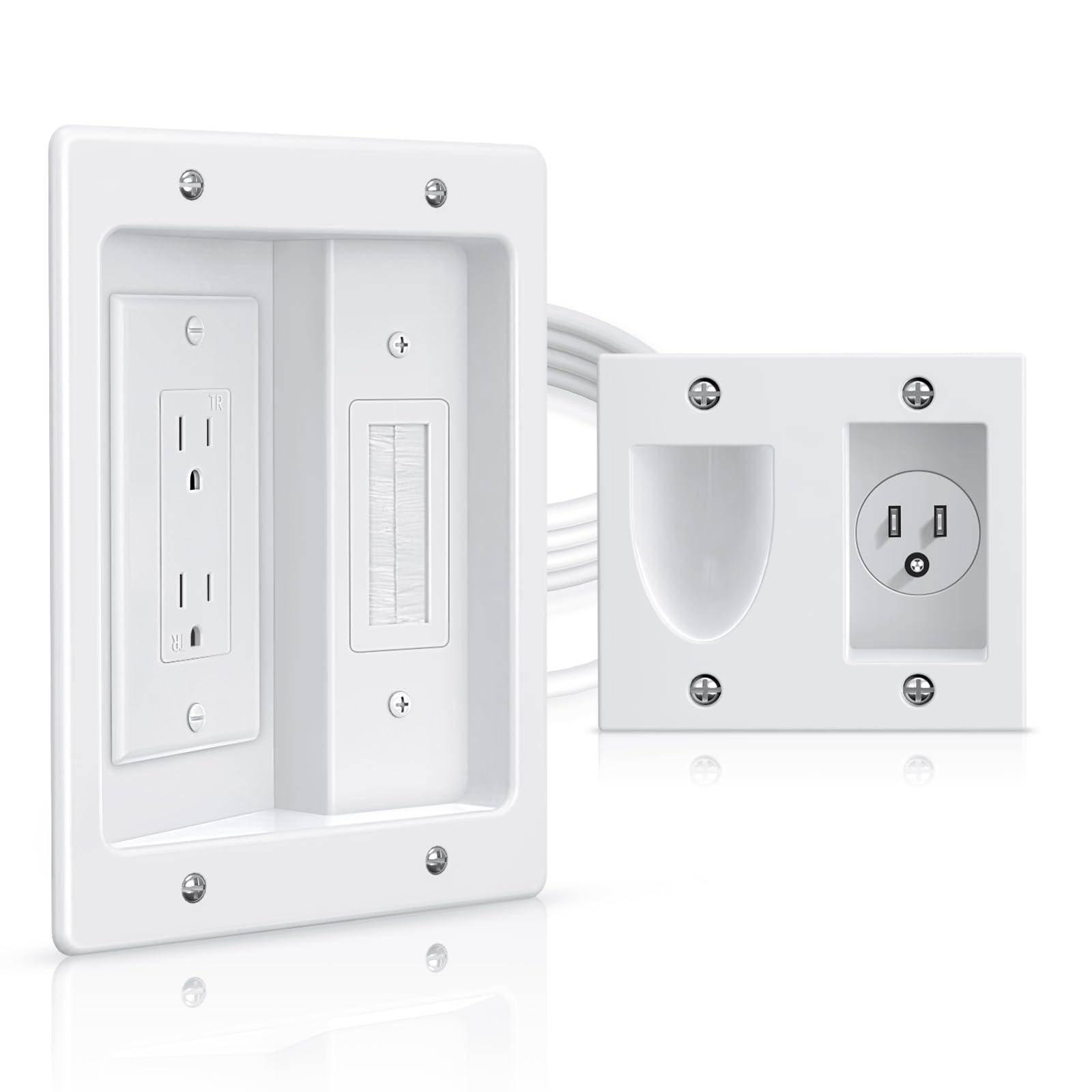 ELECTOP HDMI 2.1 Wall Plate(2 Port), ELECTOP 8K HDMI Wall Outlet Pass Through with Low Voltage Metal Mounting Bracket, Supports 8K@60Hz and 4K@120Hz, 3D, HDR, 48 Gbps HDMI Box, Fits Home Theater Systems