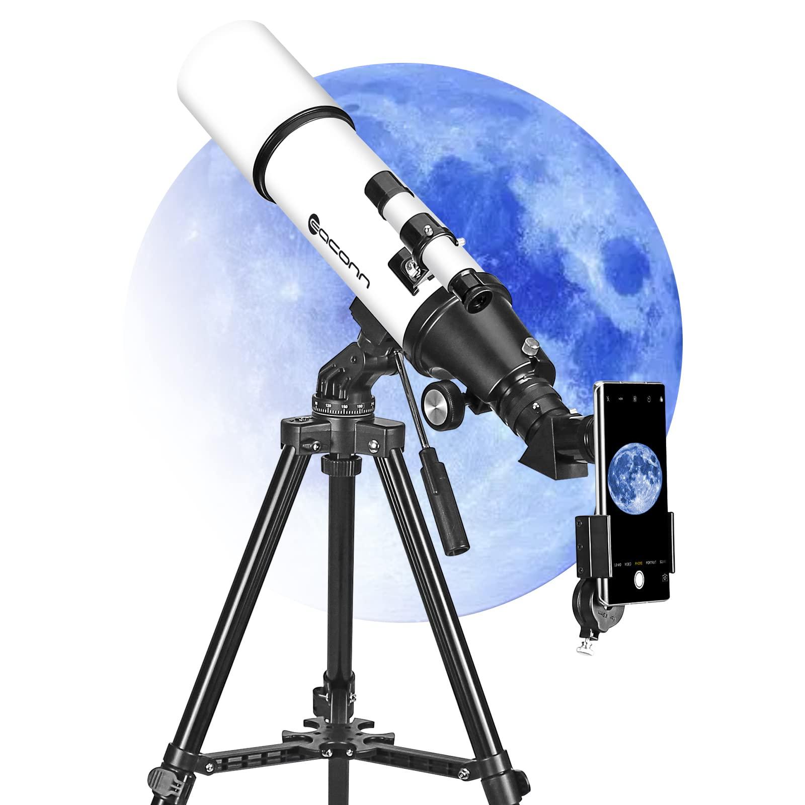 EACONN Telescopes for Adults Astronomy, 80mm Aperture 600mm Refractor Telescope for Kids & Beginners, Compact and Portable Travel Telescopio with Backpack