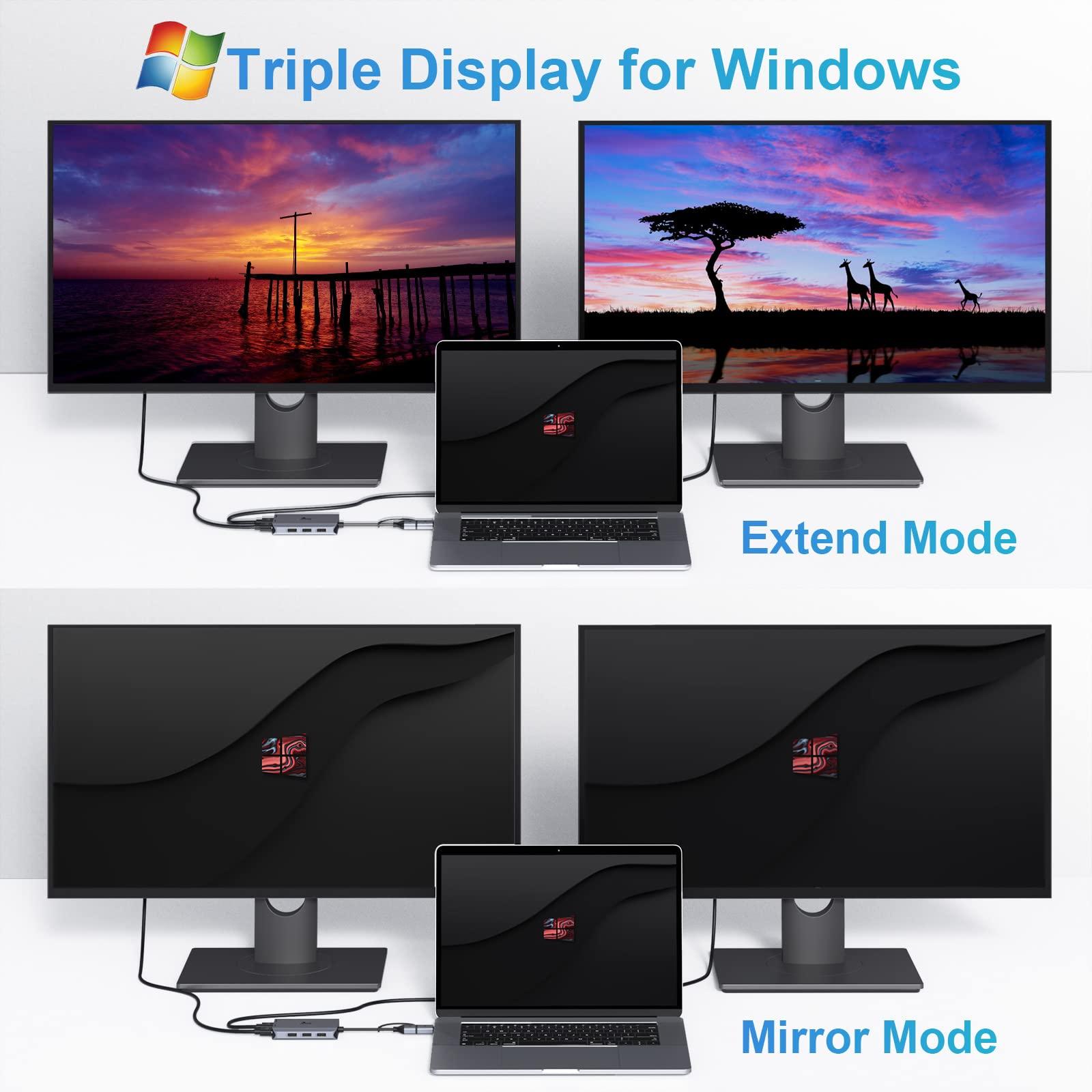 LIONWEI LIONWEI USB 3.0 to Dual HDMI Docking Station for Windows & macOS, USB C Adapter 2 Monitor Splitter for MacBook Pro/Air/M1/M2/Dell/HP/Lenovo/Surface