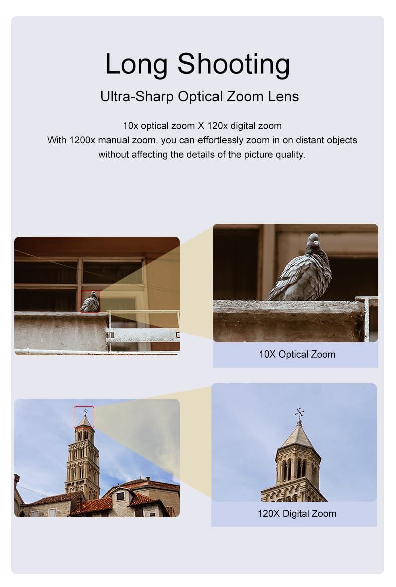 ORDRO ORDRO 4K Video Camera Camcorder 10X Optical Zoom 30MP 24FPS Vlogging Camera 3.0" IPS Touch Screen Digital Camera with 32G Memory Card