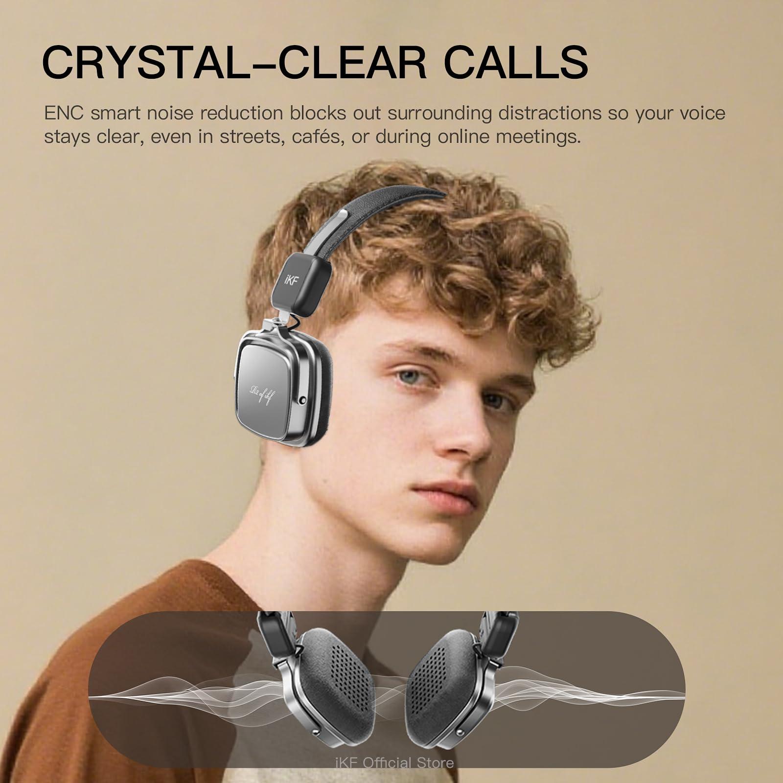 iKF iKF R2 Retro Classic Wireless Headphones,On Ear Headset,Ergonomic Design,40mm Drivers, ENC Clear Call, Bluetooth & Wired Dual Mode, 60H Playback,Throwback 80s 90s,OOTD(Brown)