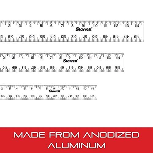 Starrett Starrett Straight Edge Aluminum Rule - Ideal for Schools, Shops, Metal Workers and Wood Workers - 24" Length, 2" Width, .081" Thickness, 1/8", 1/16" English - ASE-24