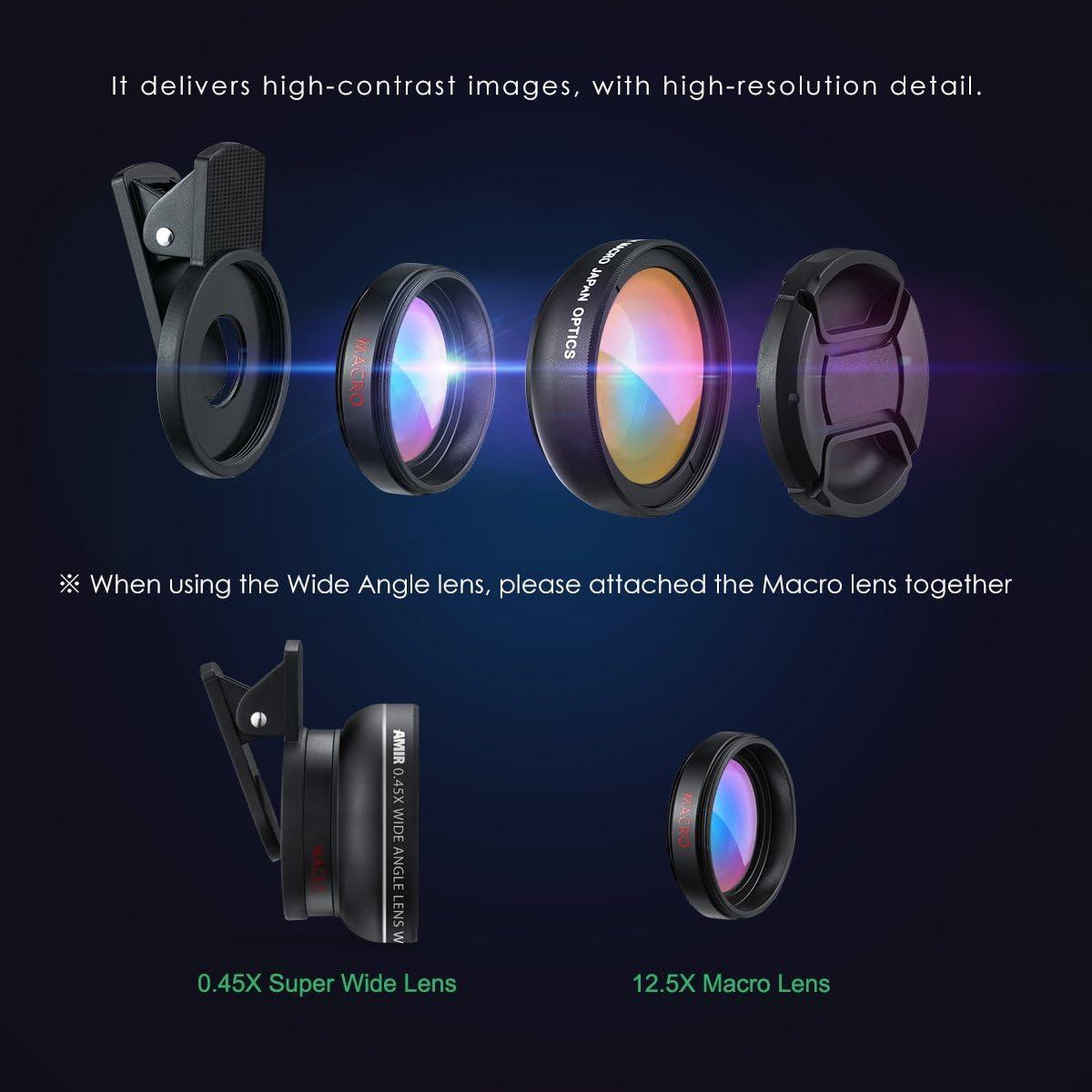 Criacr Criacr Phone Camera Lens, 0.45X Super Wide Angle Lens, 15X Macro Lens, Clip-On 2 in 1 Professional for iPhone Lens Kit for TIK Tok, Vlog, Yotube, Compatible with iPhone, Samsung, Google Pixel