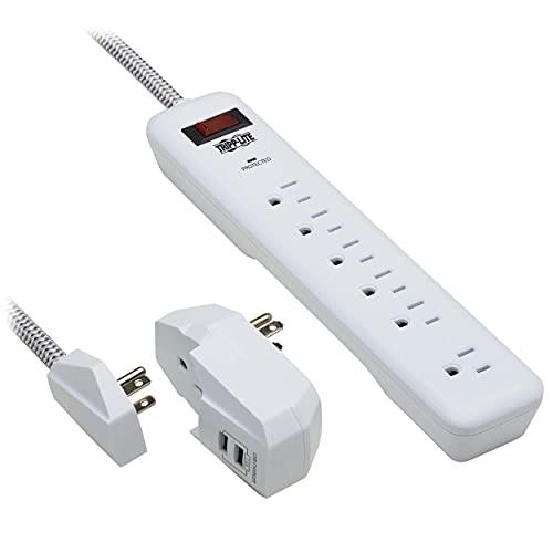 Tripp Lite Tripp Lite Surge Protector Power Strip 7-Outlet with 2 USB Ports 6ft Cord White (TLP616USB)