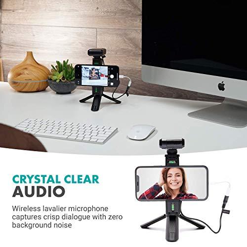 Movo Movo Wireless Microphone Smartphone Vlogging Kit with Mini Tripod and Rotating Phone Holder for Tripod - Wireless Lapel Microphone for iPhone and Android Smartphones, DSLR Camera, and More