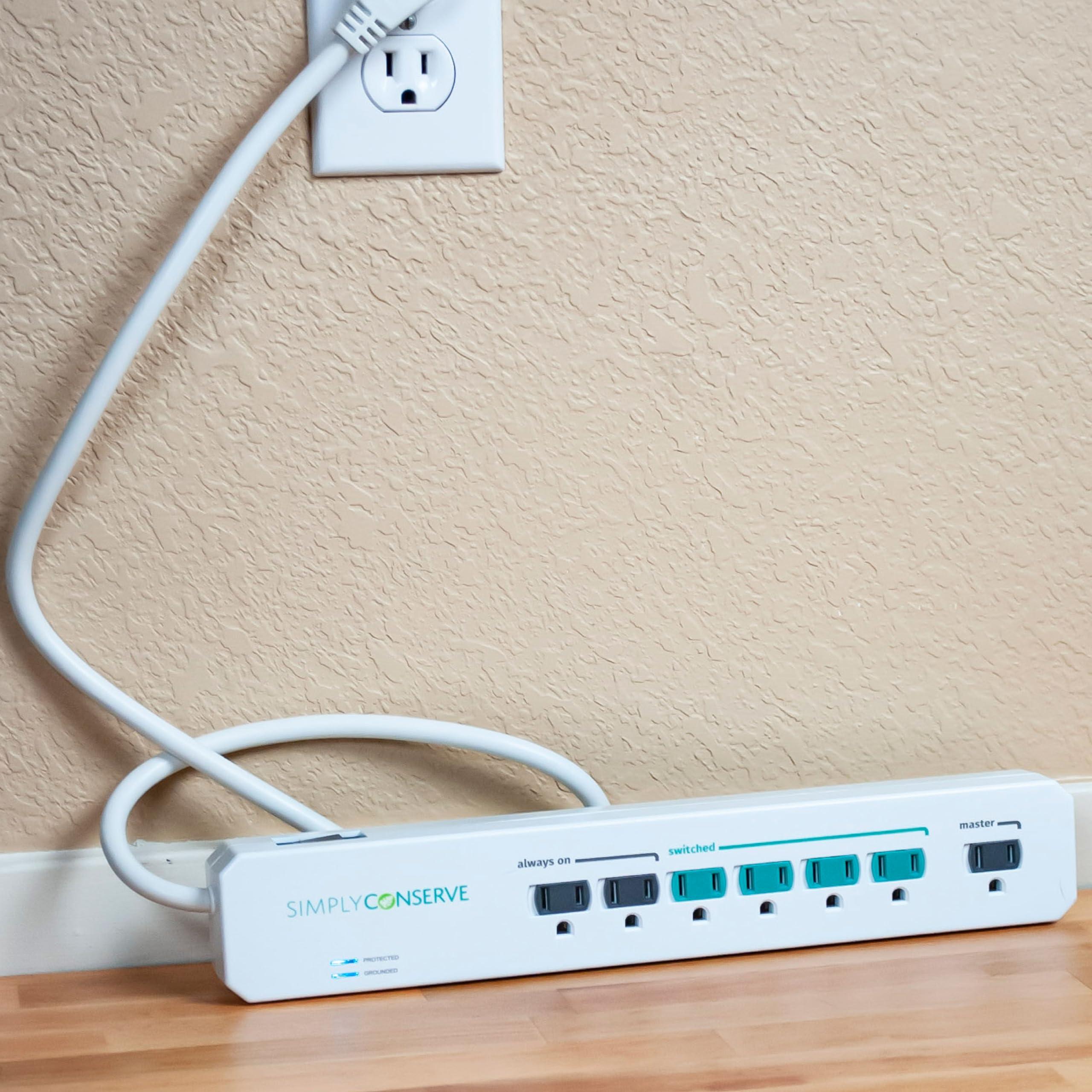 Simply Conserve Simply Conserve Advanced Power Strip SC73T1, Surge Protector Outlets, White Power Strip Extension Cord with Multiple Outlets, Power Surge Strip for Electronics, Energy Saver Device
