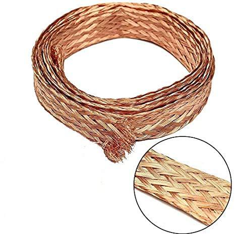 JAXU CWN 'ART JAXU CWN \'ART Copper Braided grounding Wire, Copper Braided Expandable Sleeve Cable, Width: 4mm, Thickness 1.0mm Length: 10m, (5435354464560)