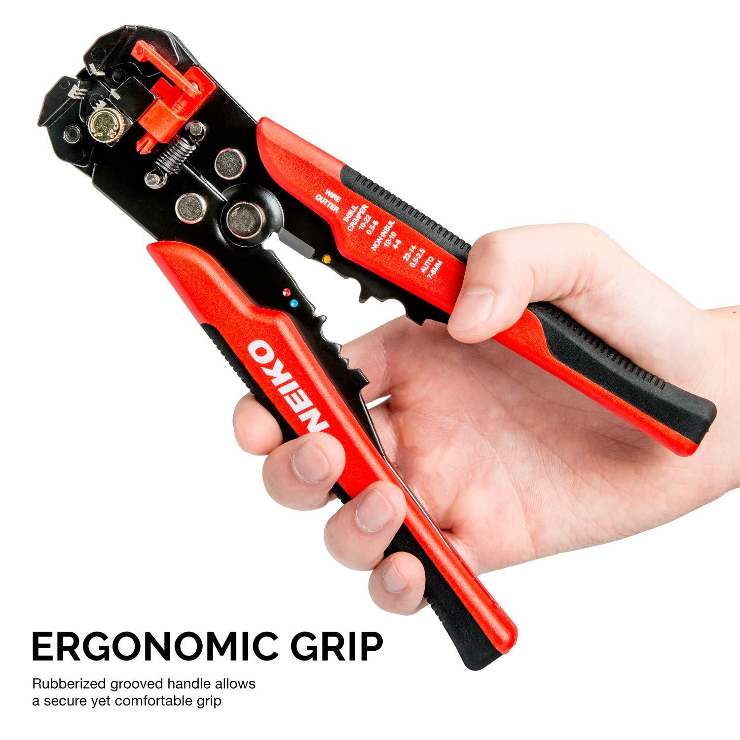 Neiko NEIKO 01924A 3-in-1 Automatic Wire Stripper, Cutter, and Crimping Tool, Auto Self-Adjusting Pliers that Cut up to 24 AWG