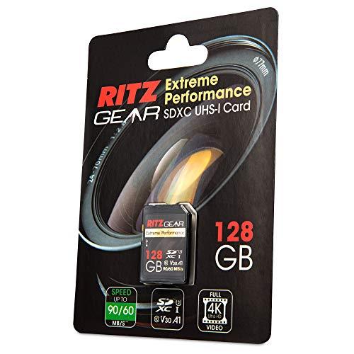 Ritz Gear Ritz Gear Extreme Performance 128GB [10-Pack] SDXC V30 UHS-I Class 10 Storage Card | 90/60 MB/s Read/Write Speed for DSLR & 3D Camera, 4K HD Video, Pro Videographers & Vloggers