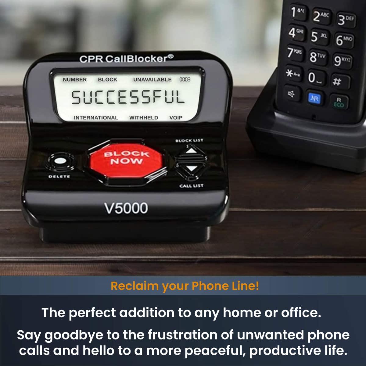 CPR Call Blocker CPR V5000 Call Blocker for Landline Phones, Home Phones, Cordless Phones Stop All Unwanted Calls, Robocalls, Scam Calls at a Touch of a Button - Join Over 1 Million Satisfied Customers