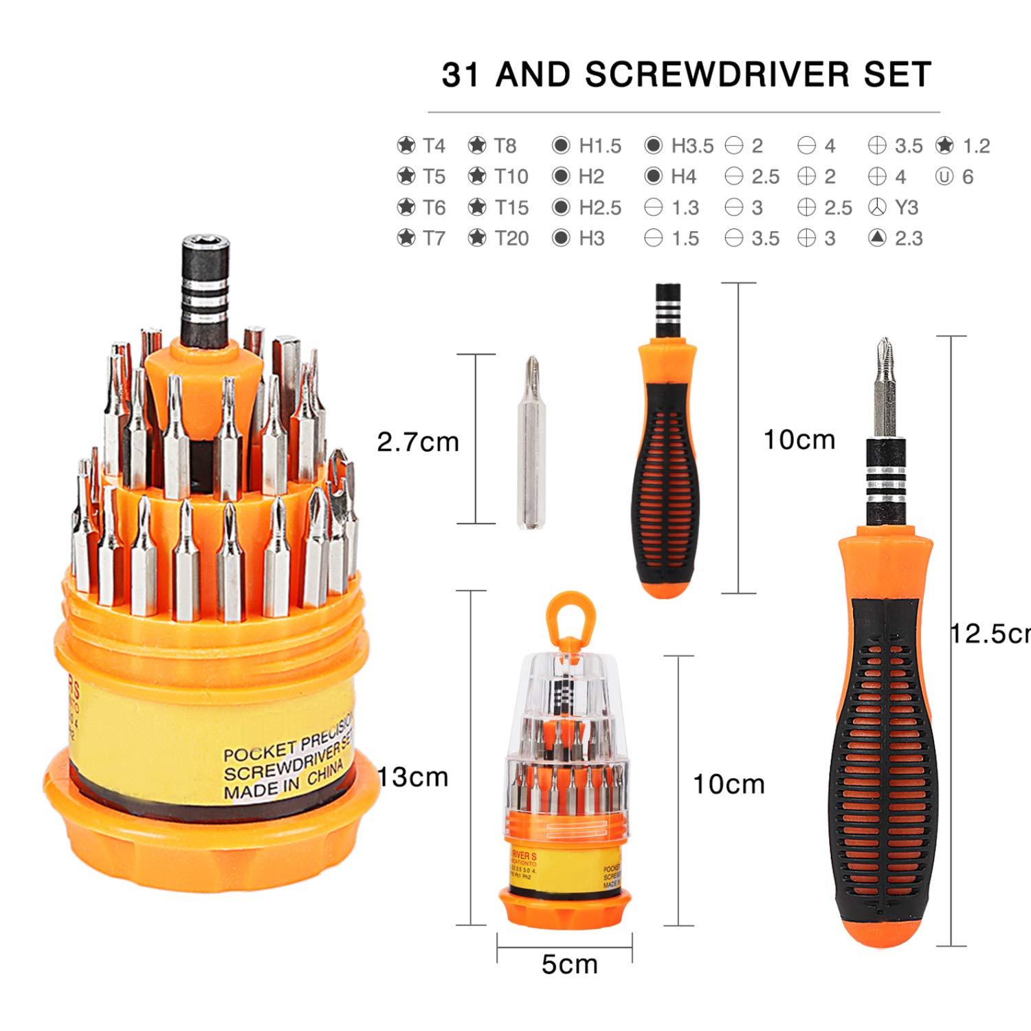 Harita 31 in 1 Magnetic Screwdriver Set with Non-Slip Handle, Small Screwdrivers Repair Tool Kit for iPhone, iPad, Computer, Watch, Glasses, Camera, Electronic