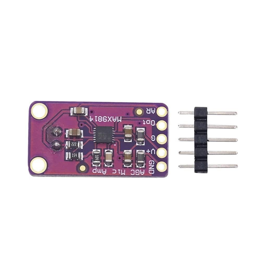 Midzooparts MAX9814 Microphone AGC Amplifier Board Module Auto Gain Control Programmable Attack and Release Ratio Low THD