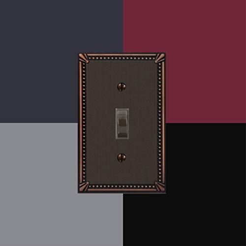AMERELLE Amerelle 74TDDB Imperial Bead Wallplate, 1 Toggle / 1 Duplex Outlet, Cast Metal, Aged Bronze, 1-Pack