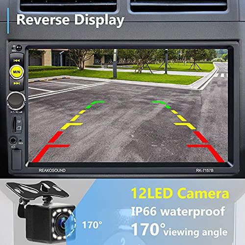 AMprime Double Din Car Stereo with Apple Carplay&Android Auto,7 Inch 1080P Touchscreen Car Radio Multimedia Player with FM Radio Bluetooth Mirror Link SWC USB/SD/AUX-in Port+12LED Backup Camera&Remote Control