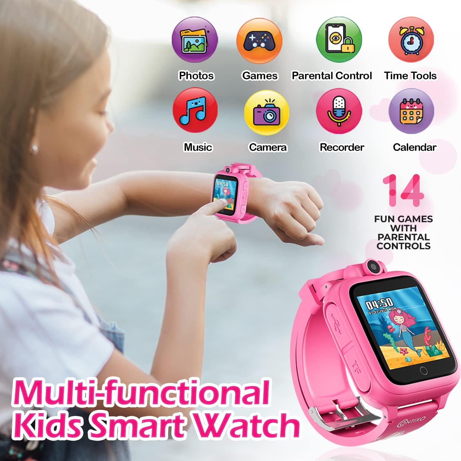 Contixo Contixo Kids Smartwatch - Educational Watch with Games, Camera, Music Player, Alarm, Customizable Wallpaper - for Boys & Girls Ages 4-12 (Pink)