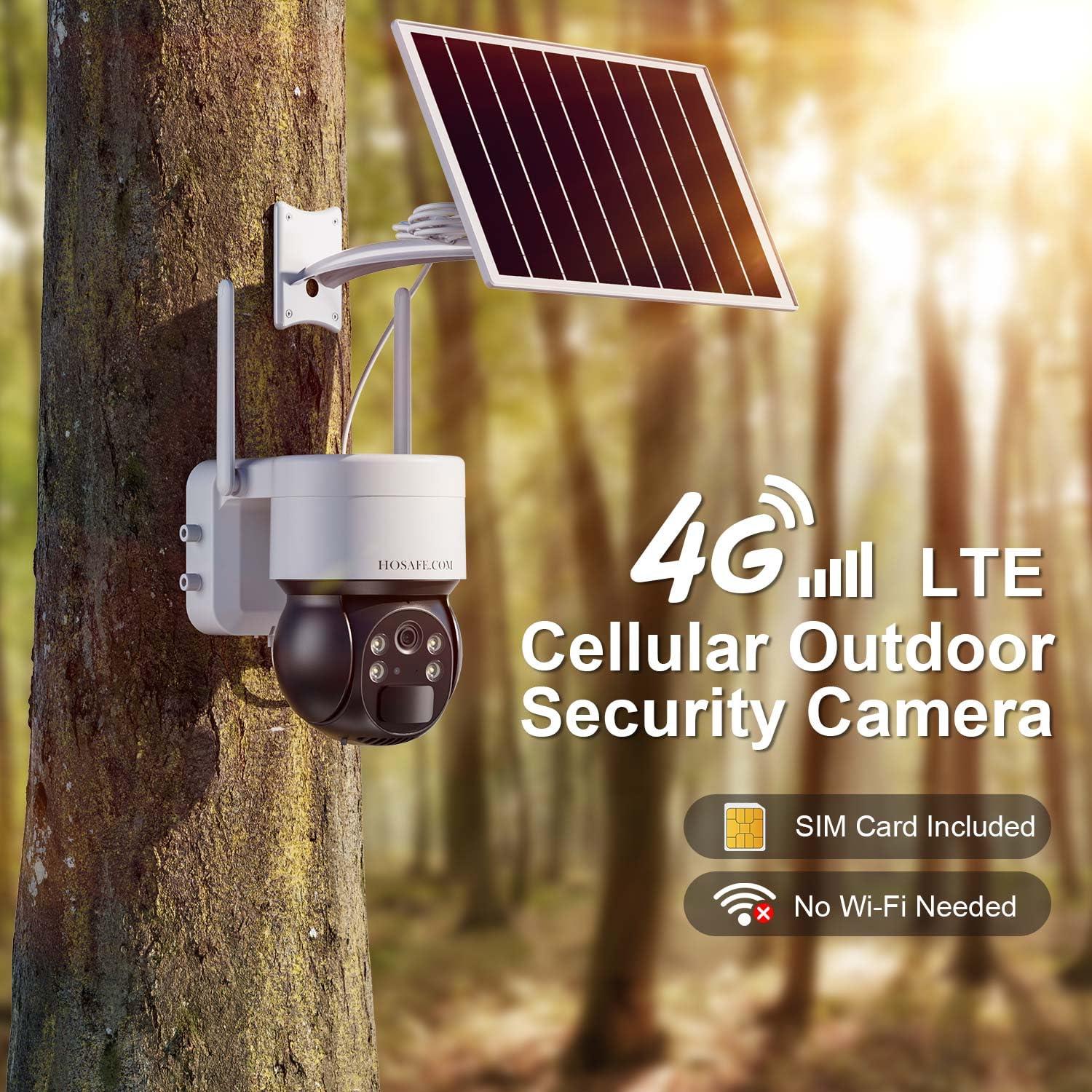 HOSAFE.COM 4G LTE Cellular Security Camera No Internet Needed, No WIFI Security Cameras Wireless Outdoor, Solar Camera With SIM Card, PIR Sensor, 360 PTZ, 2K HD Color Night Vision, 2-Way Talk, IP66 Waterproof