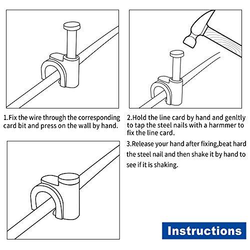Gracilaria 100 Pack Nail in Cable Clips Ethernet Cable Nails Tacks Clips 8mm for Electrical, Ethernet, Dish Wire, Coax Cable, RG6, RG59, CAT6, RJ45 Cable