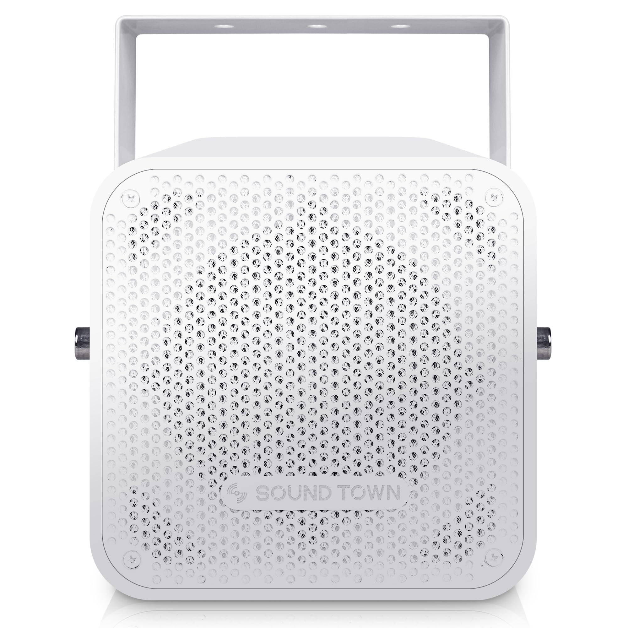 Sound Town Sound Town Compact 2-Way 5" Coaxial Wall Mount Commercial Loudspeaker, White, with 5" Woofer, Birch Plywood, Speed Mounting Bracket for Bar, Church