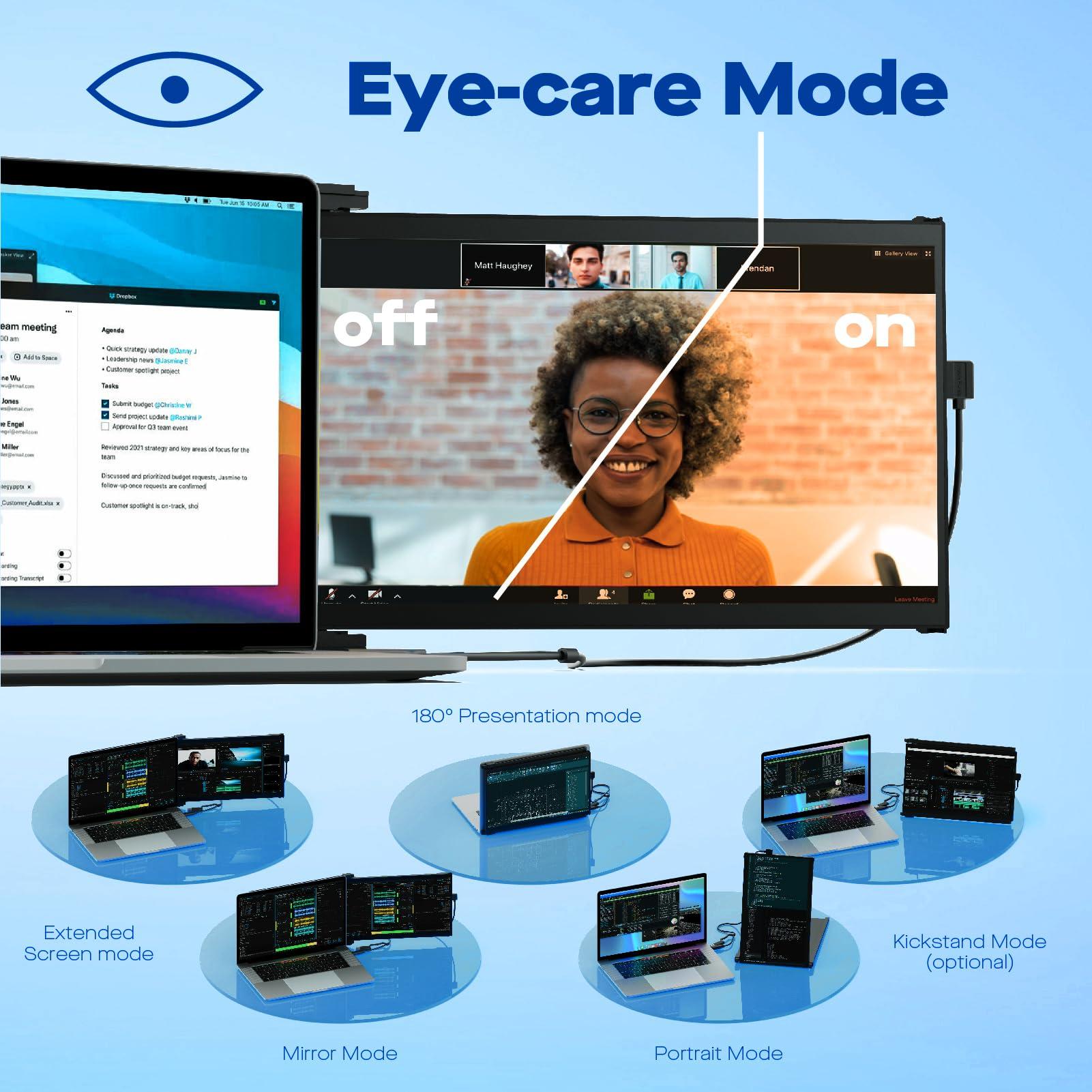 MP New Mobile Pixels Duex Max DS Portable Monitor, 14.1" FHD 1080P IPS Ultra Slim Laptop Screen Extender, USB A/USB C/HDMI Plug and Play Laptop Monitor, Windows/Mac/Android/Switch Compatible