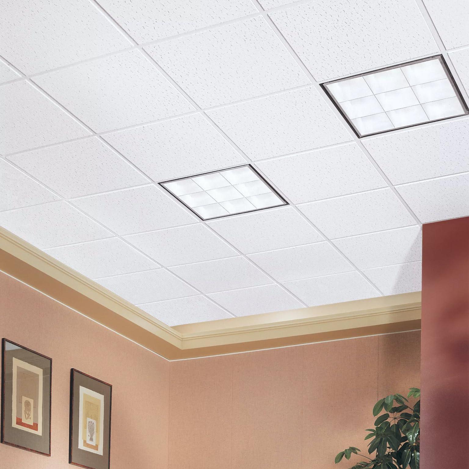 Armstrong Armstrong Ceiling Tiles; 2x2 Ceiling Tiles - 16 pcs White Ceiling Tiles; Acoustic Ceilings for Suspended Ceiling Grid; FISSURED 756