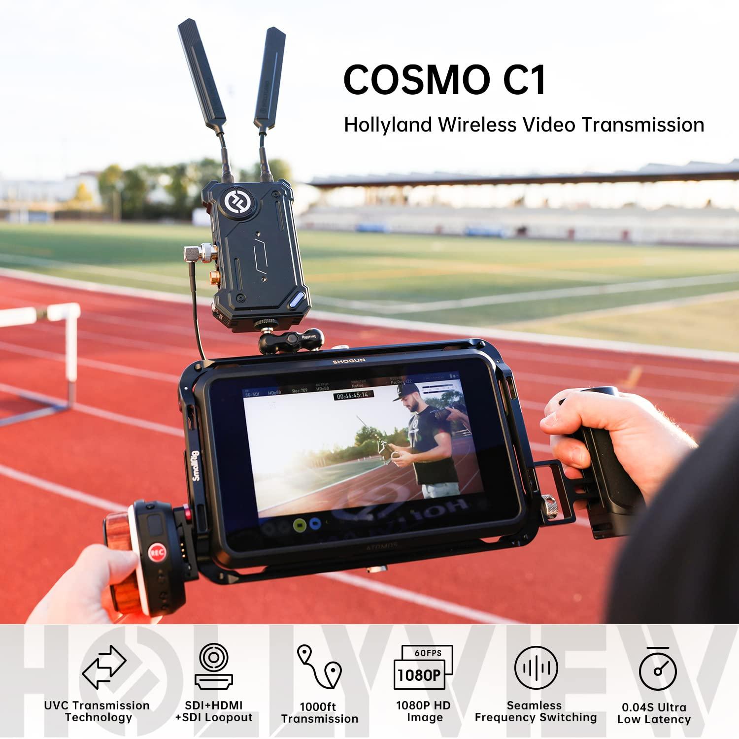 HollyView Hollyland Cosmo C1 [Official] 1000ft Wireless HDMI/SDI Video Transmission System 40ms 1080P 12-20Mbps 5G Image&Audio Transmitter Receiver, Embedded UVC Live Stream Seamless Channel Switch SDI-Loopout