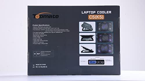 TopMate TopMate C5 12-15.6 inch Gaming Laptop Cooler Cooling Pad | 5 Quiet Fans and LCD Screen | 2500RPM Strong Wind Designed for Gamers and Office