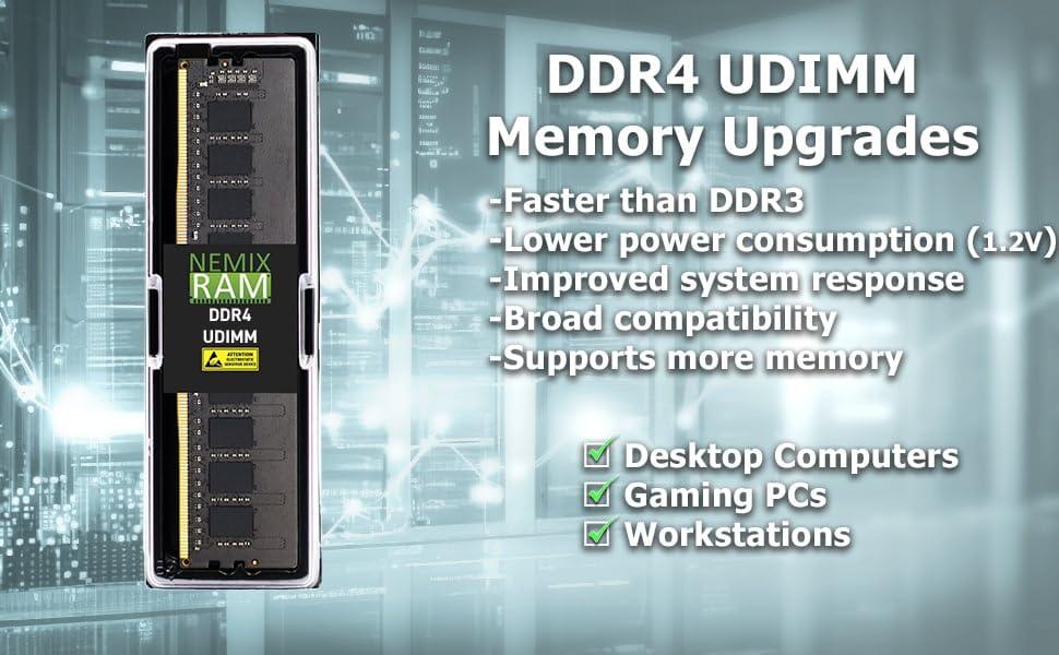 NEMIX RAM NEMIX RAM 256GB (8X32GB) DDR4 3200MHZ PC4-25600 2Rx8 1.2V CL22 288-PIN Non-ECC Unbuffered UDIMM Desktop PC Memory KIT