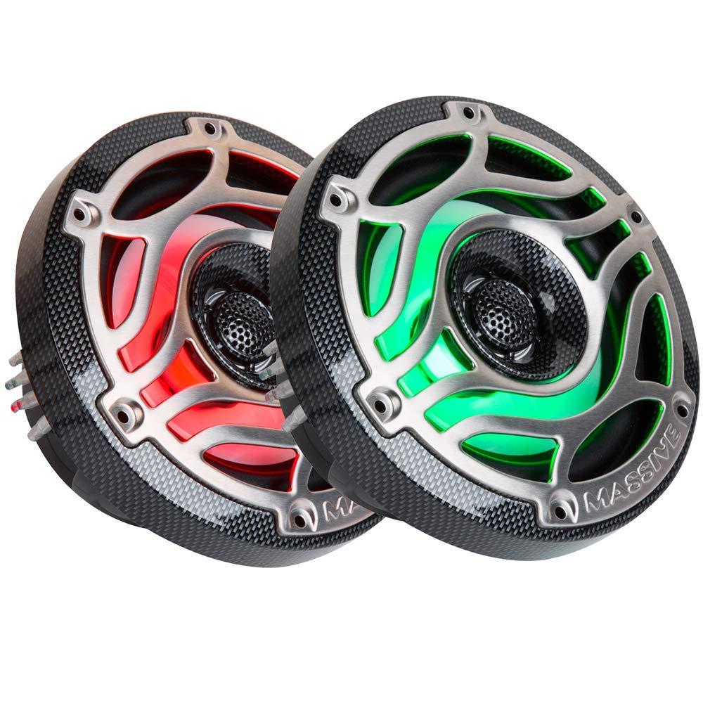 Massive Audio Massive Audio T65S - 6.5 Inch Marine Grade Speakers for Boats, UTVS, Off Road, Golf Carts, Motorcycles, Runabounts with Multi Color RGB LED Pulse Lighting (Pair)