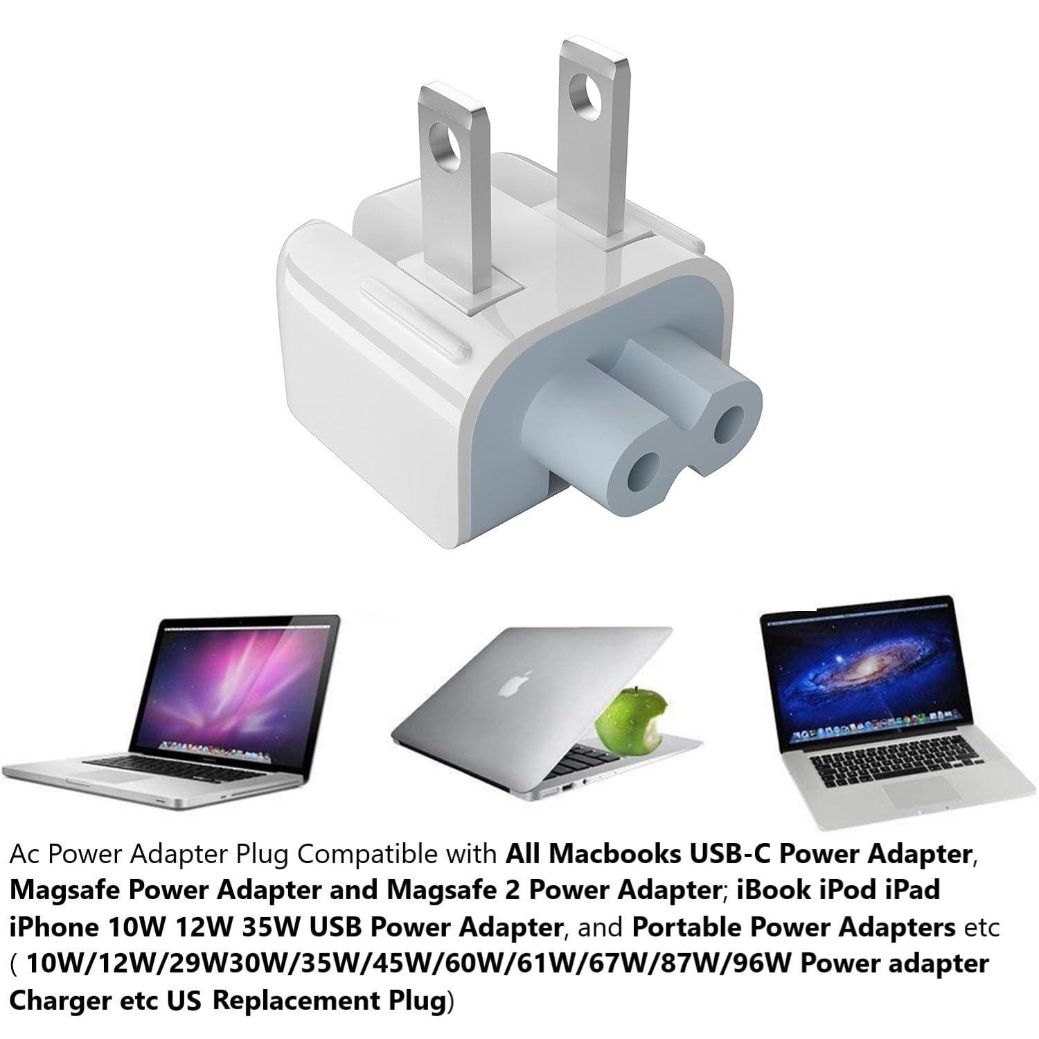 0TO1 Generic Mac Duckhead AC Power Adapter Wall Folding Plug US Charger Adapter Standard Plugs Converter Duck Head Replace for A-PPLE MacBook/Mac iBook/iPhone/Ipad/iPod etc (2 Packs)