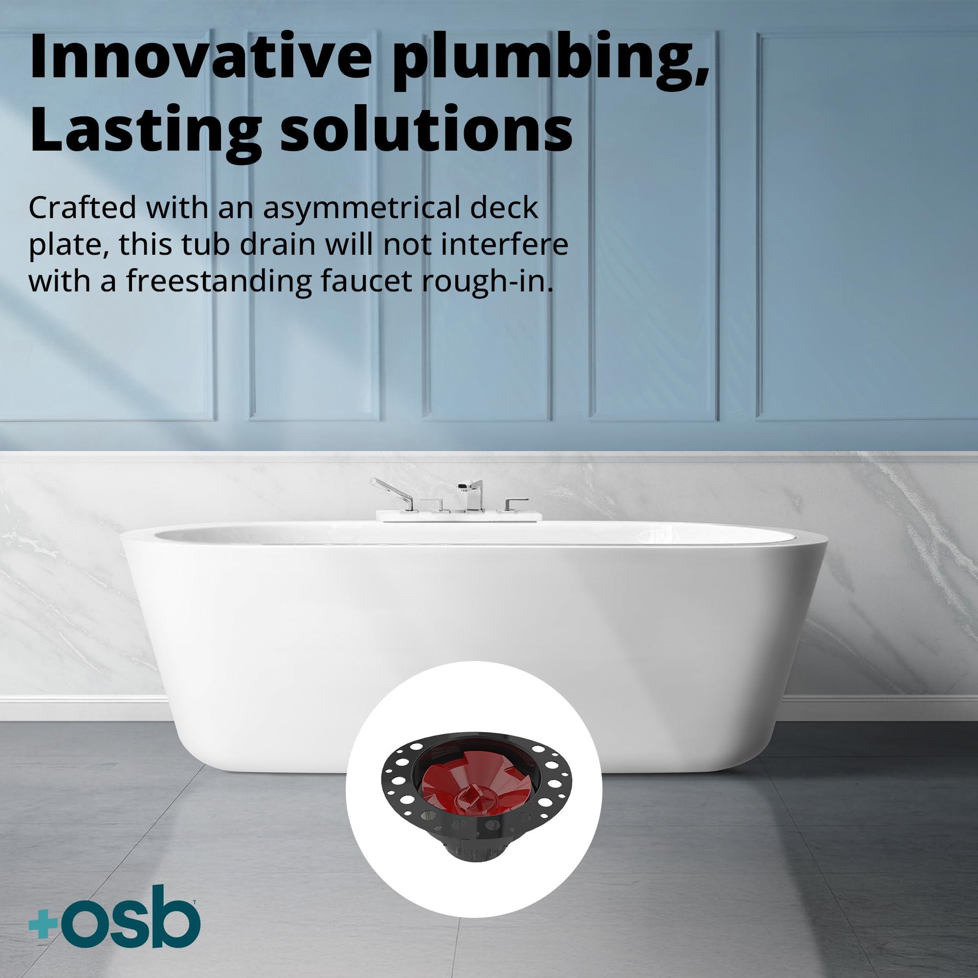 osb OS&B ABS Island Tub Drain Rough-in for Freestanding Bathtub, Simplifies Installation, Water, Air, and Smoke Testable Tub Drain, Designed for 8\"/10\" Joist Space, Plumbing Supplies