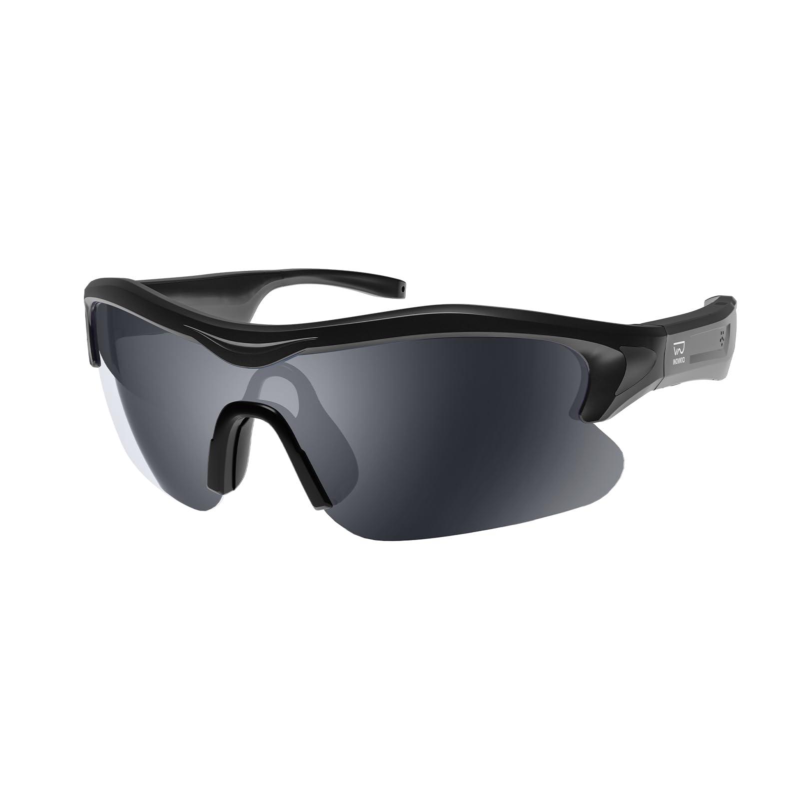 WOWRIO Cycling Bluetooth Glasses with Open-Ear Hi-Fi Audio, AI Noise-Canceling Mic, UV400 Protection, IPX4 Waterproof, All-Day Battery, Ultra-Light 40g, Wind Noise Reduction, for Biking, Running & Scootering