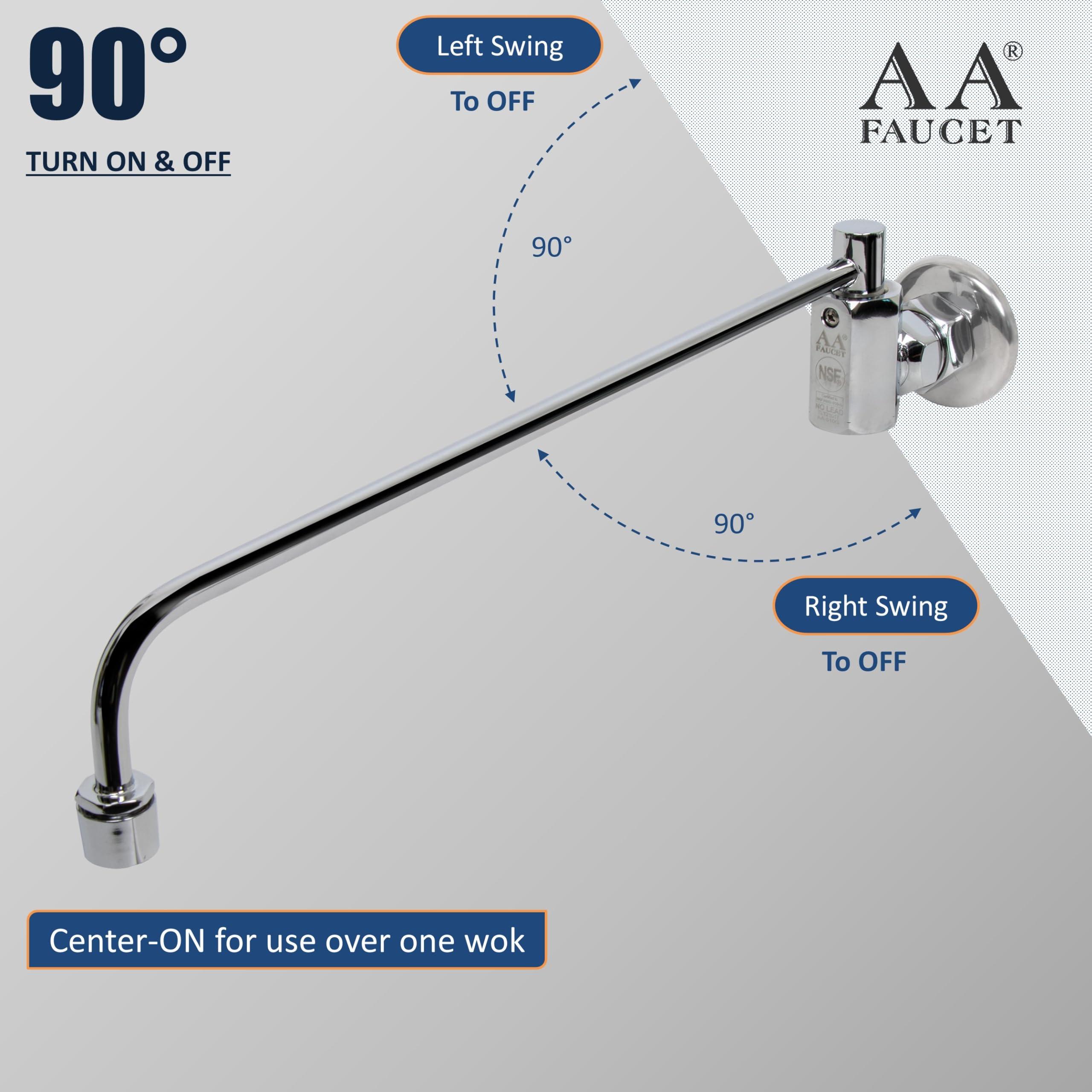 AA Faucet AA Faucet Wok Range Center-On Automatic Faucet with 17" Spout & 3/8" Male Inlet for Restaurant Kitchen AA-511G (3/8" Inlet 17" Spout)