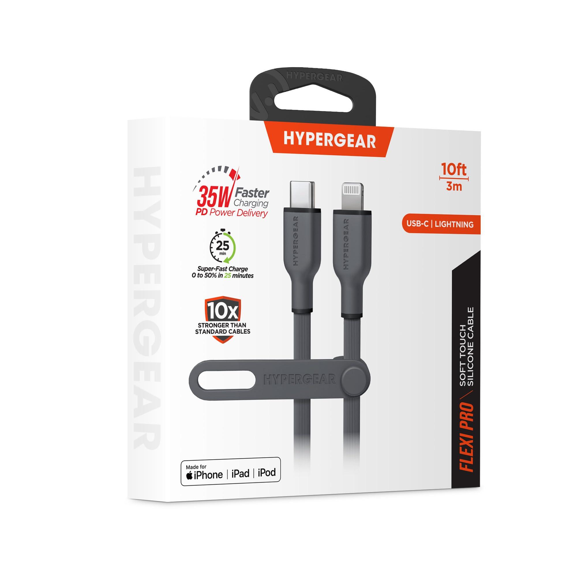 HyperGear HyperGear iPhone USB-C to Lightning Charging Cable 10ft - MFi Certified 35W PD Fast Charger Cord for iPhones iPads & More [Durable for Daily Use & Travel] (Gray)