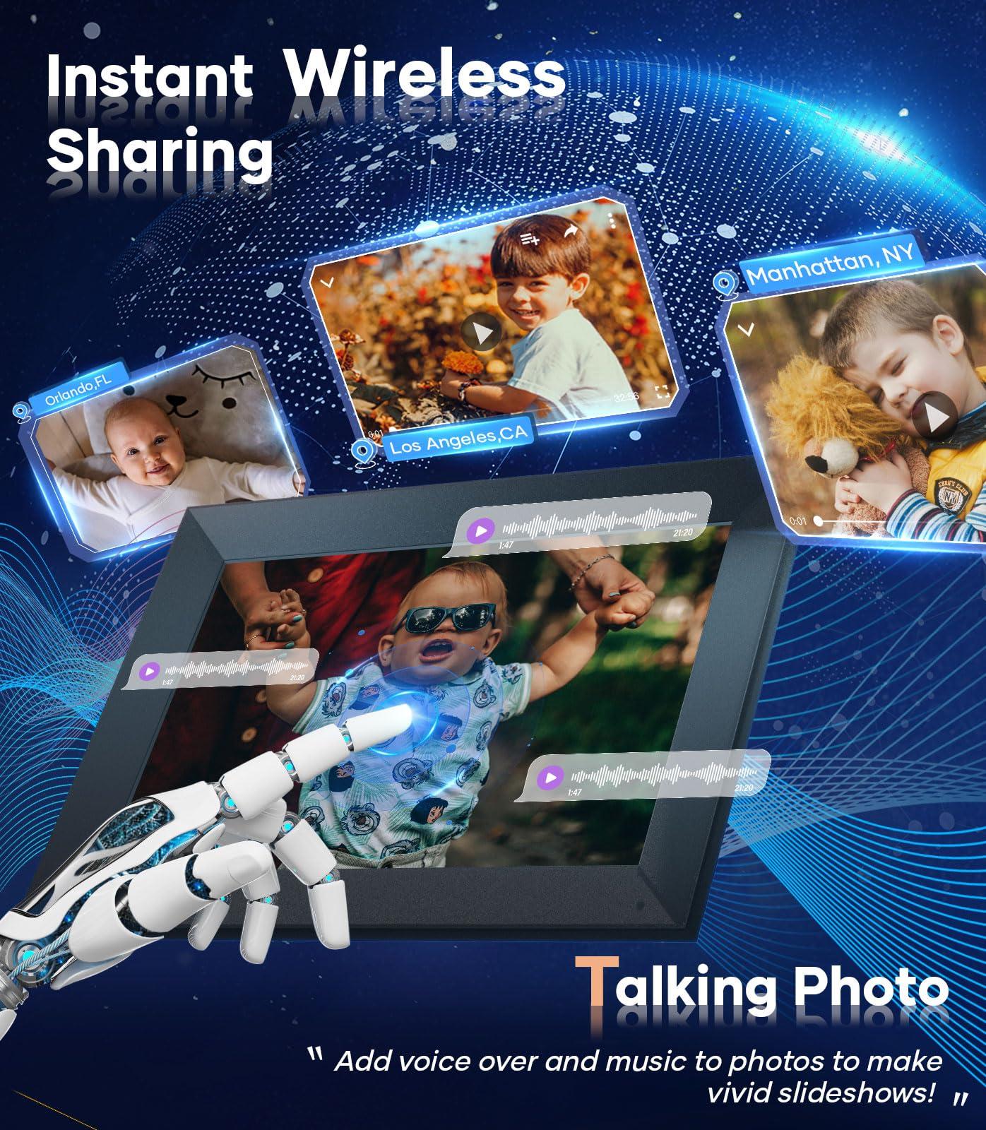 Cozyla Frame Cozyla Digital Picture Frame WiFi Free Unlimited Storage AI-Powered Send Pictures & Video via Google Photos Email Web Browser App Digital Photo Frame Electronic Picture Frame Slideshow 10.1 Inch Black