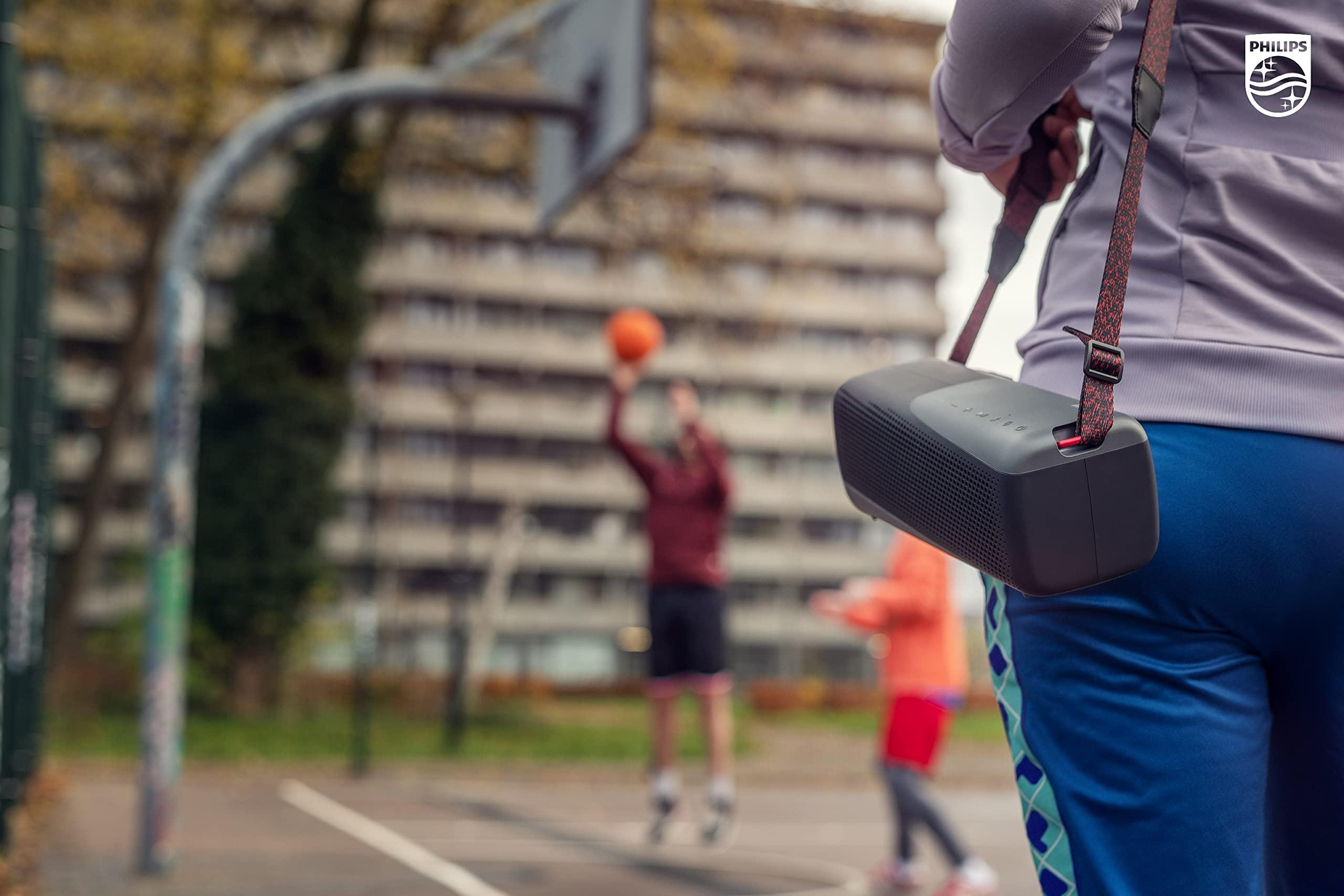 Philips Audio Philips S7807 Wireless Bluetooth Speaker, 7000 Series - 40W Output, IP67 Waterproof, 24-Hour Playtime, Portable with Built-in Microphone, Voice Assistant, USB-C, and Power Bank, Black