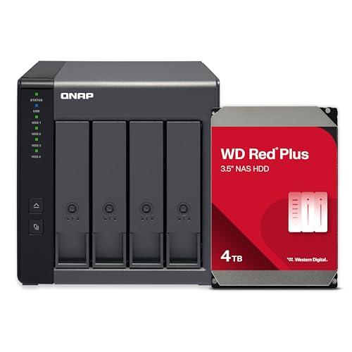 QNAP QNAP TR-004-44WD-US 4 Bay DAS (USB Type-C) with 12TB Storage Capacity, Preconfigured RAID 5 WD Red Plus HDD Bundle