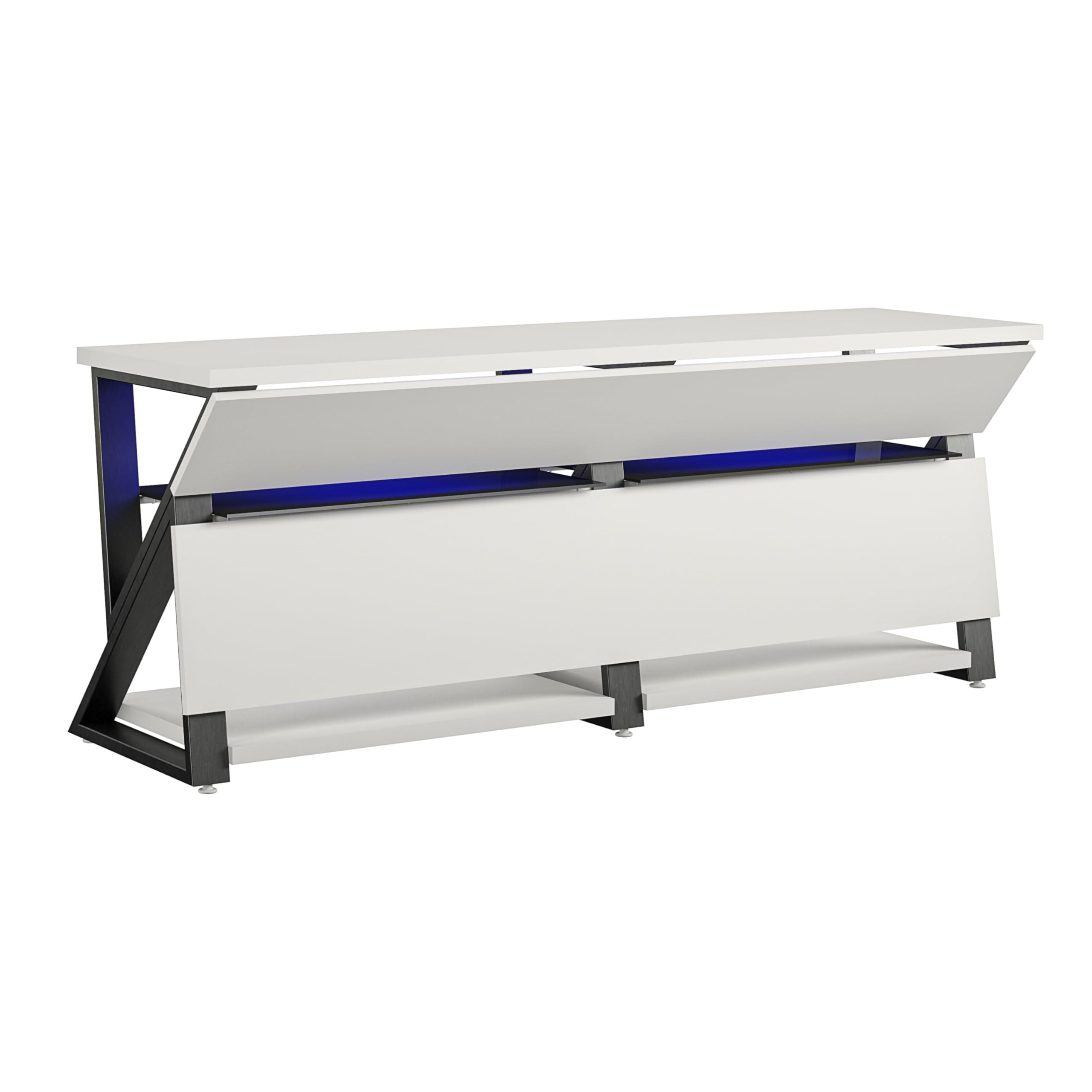 NTENSE NTENSE Genesis Gaming TV Stand for TVs up to 70", Wire Management TV Stand, Gaming Entertainment Center, Man Cave, Game Room, Play Room, LED RGB Lights, White