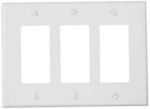 Leviton Leviton 80611-W 3-Gang Decora/GFCI Device Decora Wallplate, White, 10-Pack