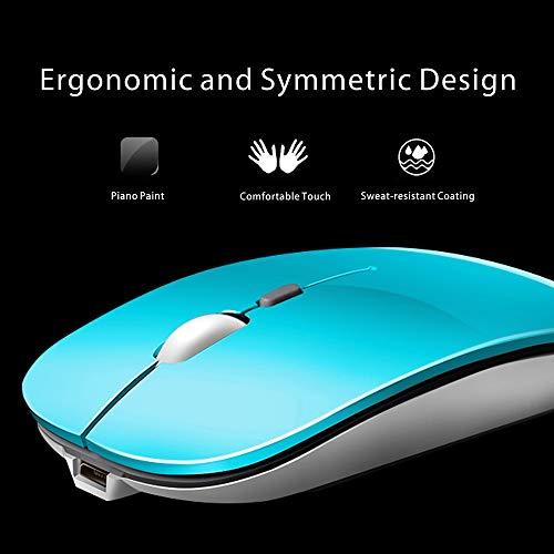 Uciefy Uciefy Q5 Slim Rechargeable Wireless Mouse, 2.4G Optical Silent Ultra Thin Wireless Computer Mouse with USB Receiver and Type C Adapter, Compatible with PC, Laptop, Desktop (Blue)