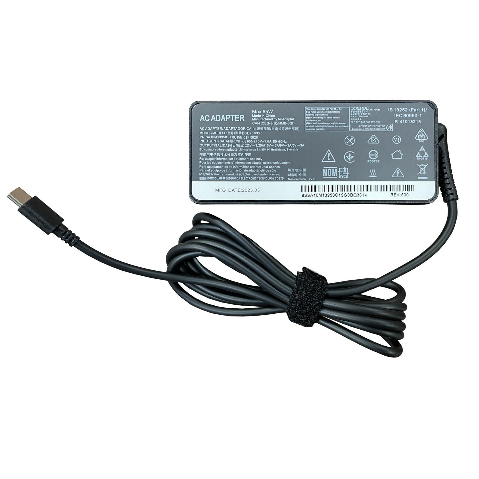 ArtiConnexl Charger for Lenovo Thinkpad T14 T14s T15 T16 P14s P15s L13 L15 L14 E14 E15 E16 X12 X13 Z13 G 1 2 3 4, P52s P53s P51s C14 C13 K14 G2 IRU Laptop 65W 45W USB C