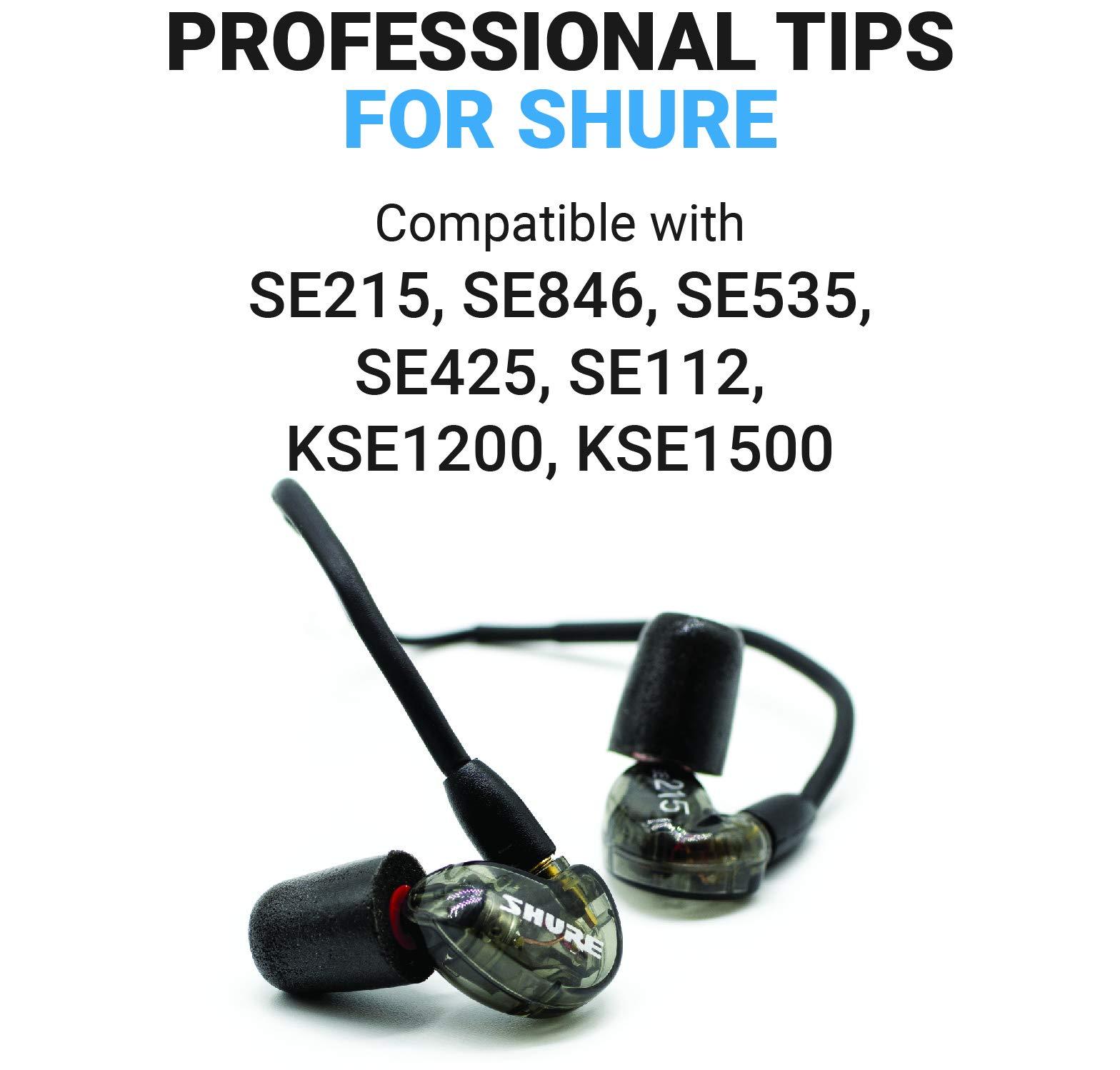 COMPLY Comply Memory Foam Replacement Ear Tips for Shure Earphones | Superior Noise Isolation, Ultimate Comfort, Secure Fit | Black, Medium (3 Pairs)