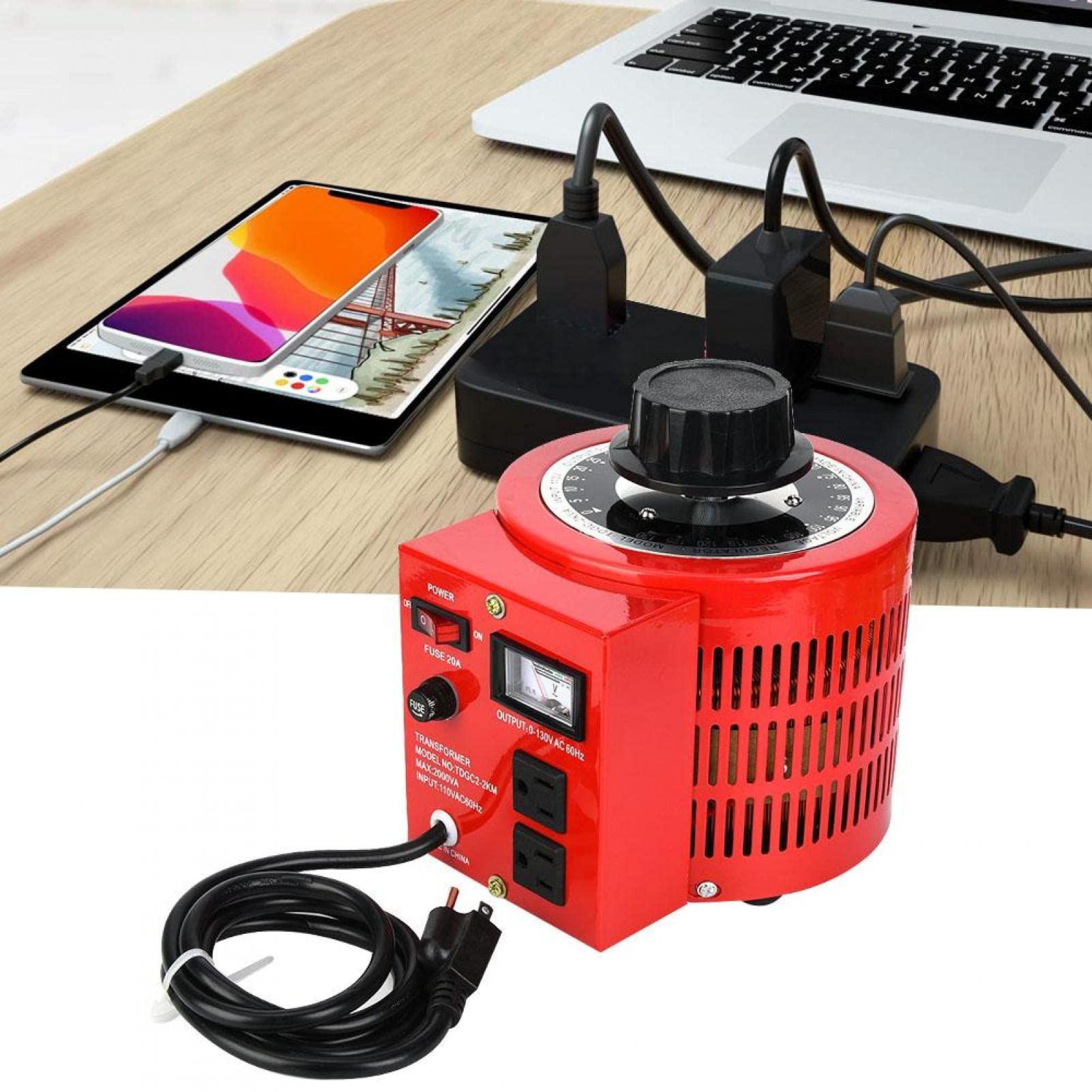 EVTSCAN AC 110V 2000W Voltage Regulator, Automatic Single Phase Variable Transformer Power Supply Output 0~130V 20A, for Science L Film Video Lighting Applications