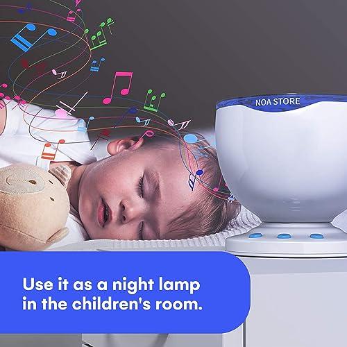 Noa Store Noa Store Sensory LED Room Lights - Light Projector for Bedroom - Ocean Waves Projection Lamp with Calming Music - Night Light for Kids - Blue Ceiling Projector Lamps for Adults and Children